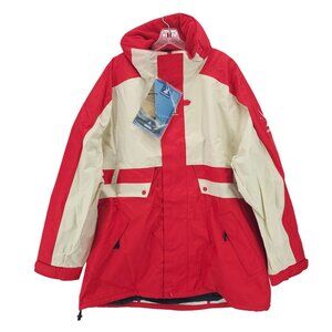 HELLY HANSEN Course Sailing Waterproof Jacket White/Red Men's XL - READ!